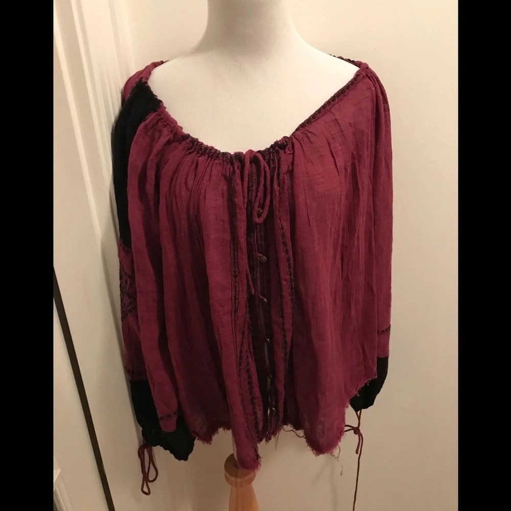 NWT Free People Western Stars Embroidered Blouse S